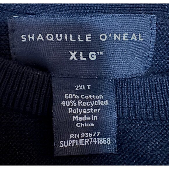Shaquille O’Neal XLG Black Sweater Mens XL Tall Crewneck Long Sleeve Knit NWOT - Picture 4 of 6